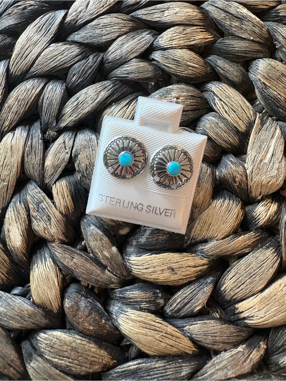 Turquoise Sterling Silver Sunburst Stud Earrings